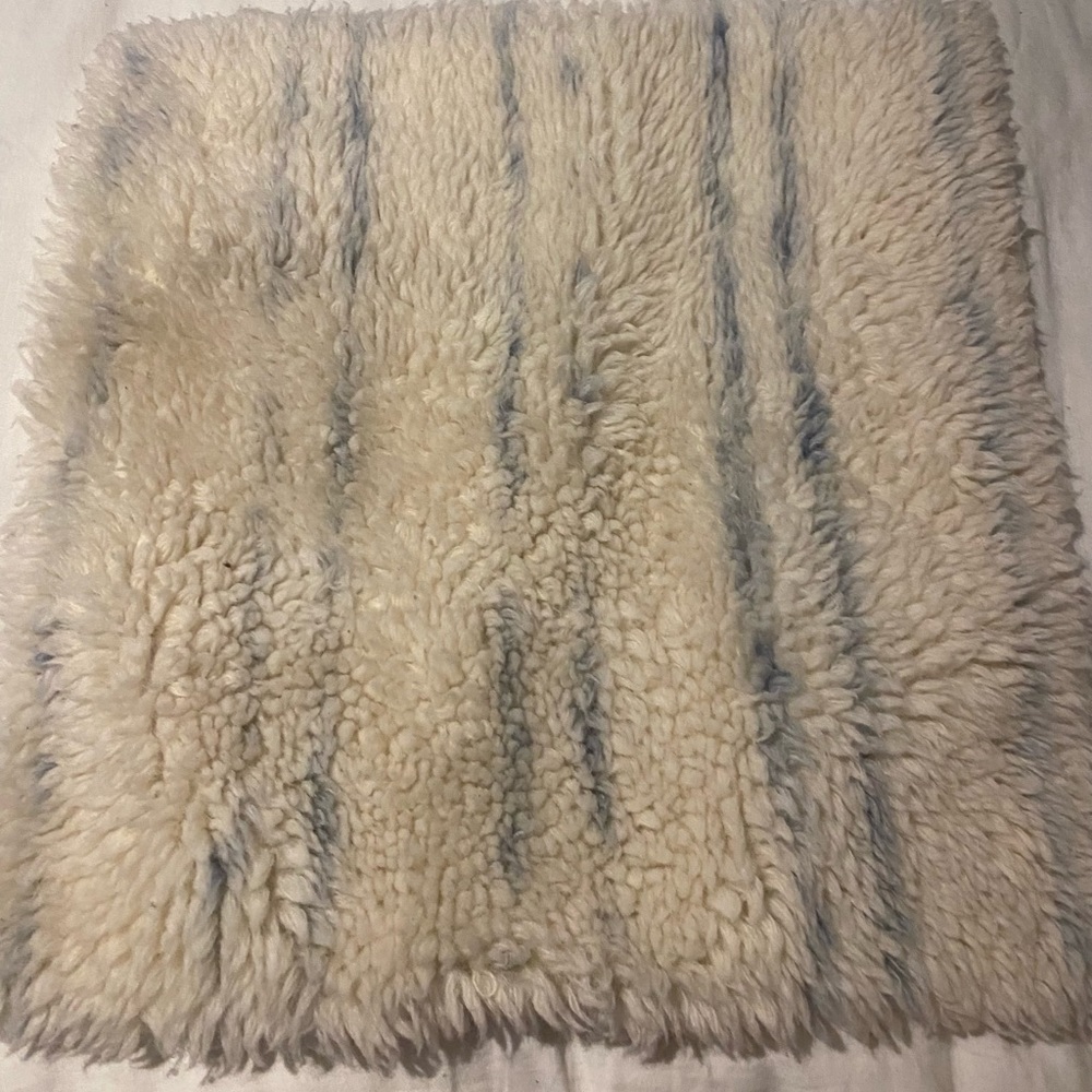 Pottery Barn Blue Striped furry pillow cover